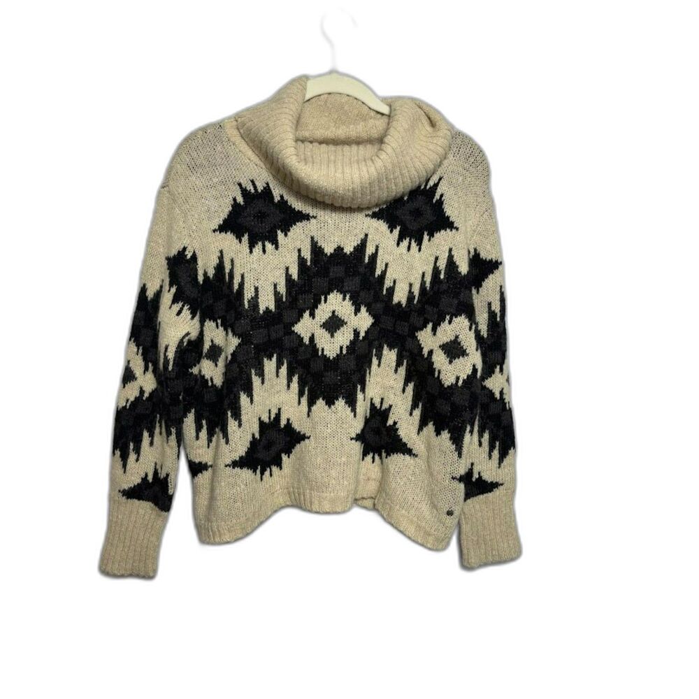 Ralph Lauren Denim & Supply Sweater Women's Large Turtleneck Aztec Silk Western - Picture 2 of 7